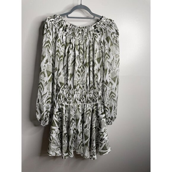 New MISA LA Mercy Chiffon Mini Dress Size M Lined Pullover Green - Picture 8 of 9